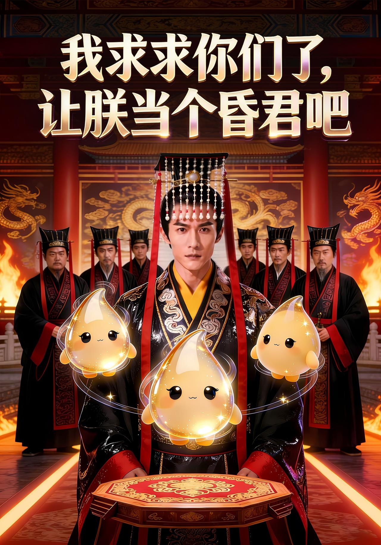 AI漫剧《我求求你们了,让朕当个昏君吧》竖版作品海报